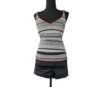 South Point Black & White Trimmed in Hot Pink - Tankini/Shorts Swimwear | Size 14