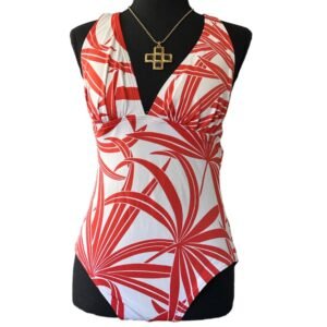 Tommy Bahama Orange & White One Piece Swimwear | Size 14