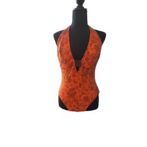 Magic Suit One Piece Orange with Brown flowers Swimwear | Size 10