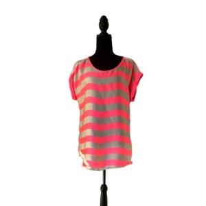 Express Women's Tan & Neon Pink Shirt | Size L