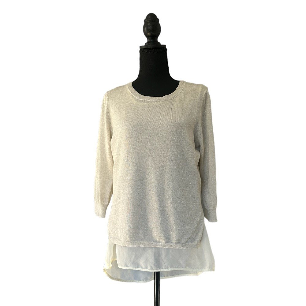 NY Collection Beige Iridescent Top | Size M