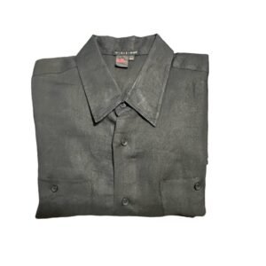 Tulliano Black Linen Long Sleeve Front Button Dress Shirt | Size 3X