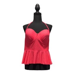 Xhilaration Women’s Pink Polka Dot Skirted Tank Top Swimwear | Size XL